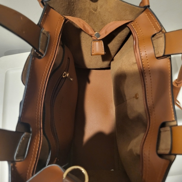 Melie Bianco Vegan Brown Top Handle Shoulder Handbag Purse MISSING Long Strap - Picture 7 of 15